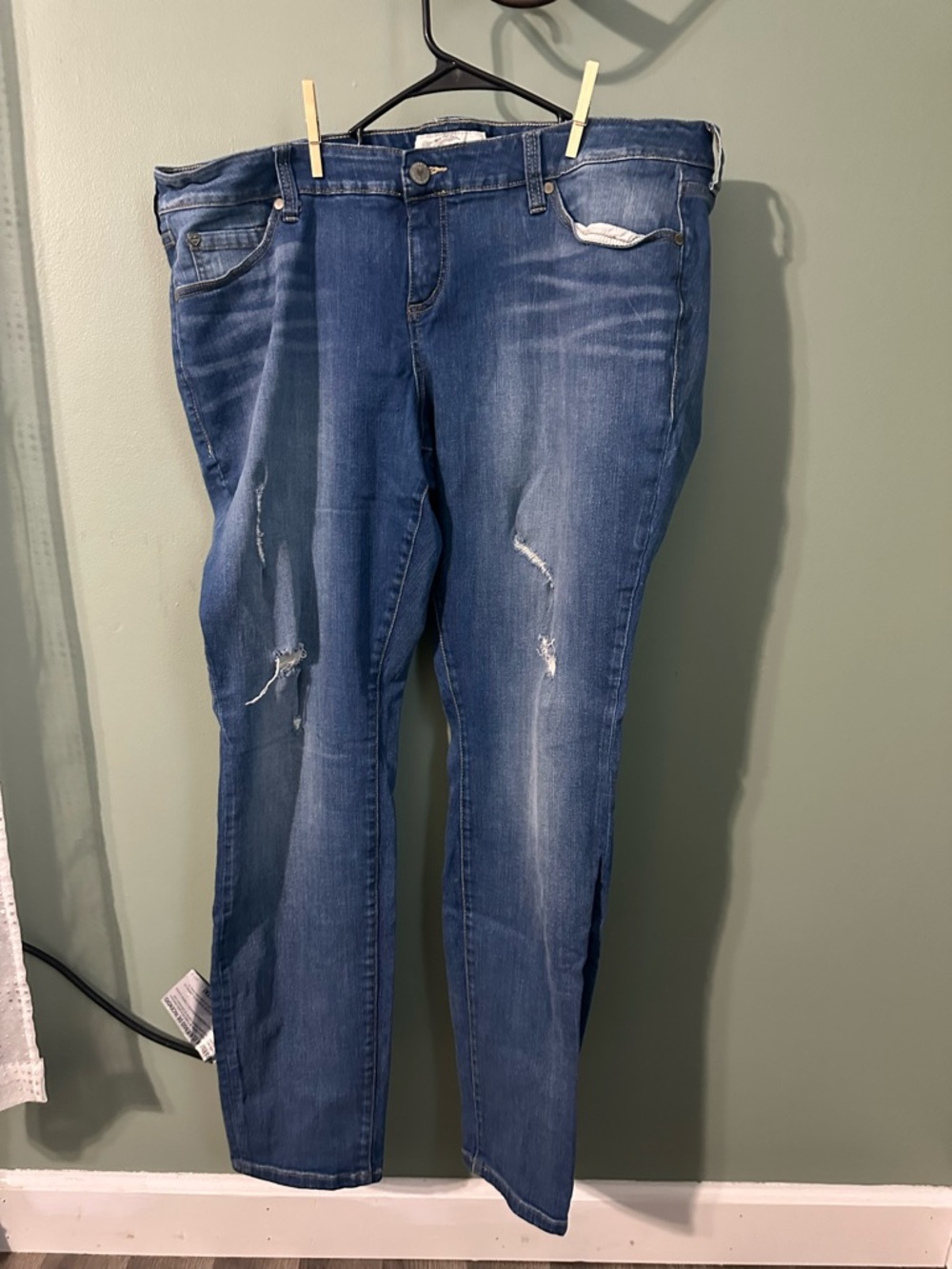 torrid Blue Straight-Leg Distressed Jeans